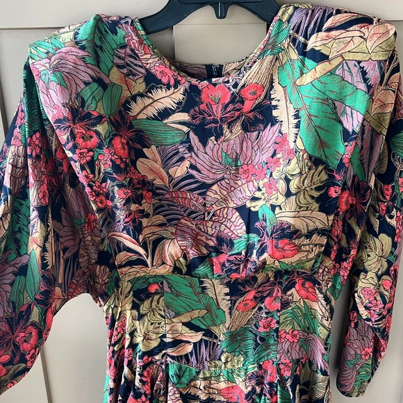 Phoebe Vintage 80’s 100% Rayon Floral Longsleeve Dress. Imperial Peplum sz 6 - Picture 4 of 9